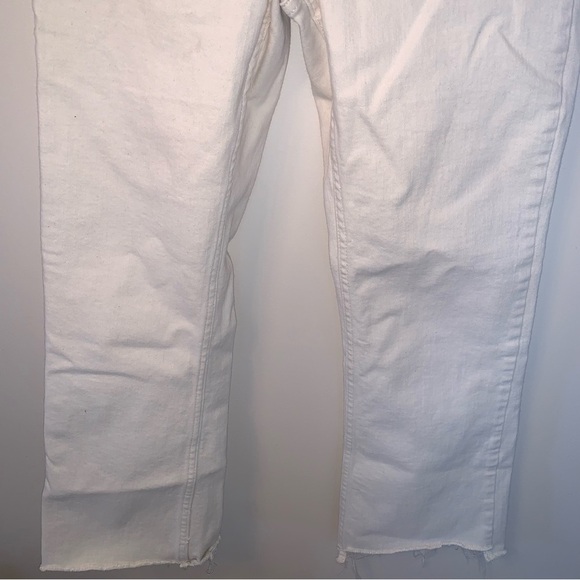 Zara Cropped High Rise Cream Jeans Raw Hem 6 - Picture 8 of 8